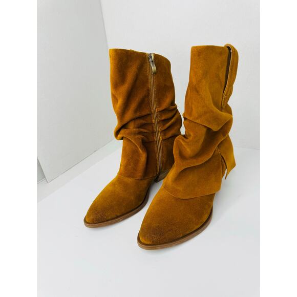 Antelope Lori Tan Suede Slouchy Western Ankle Booties 36 W Cowboy Style Boots - Picture 8 of 10